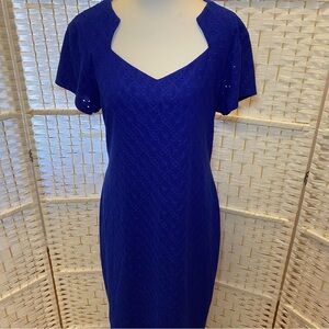 Elegant Royal Blue Eyelet Women's Dress size 12